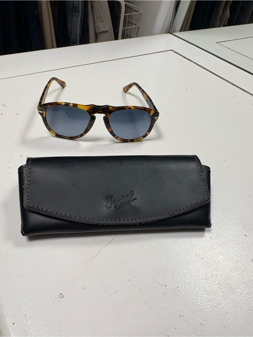 Persol Tortoiseshell Sunglasses with Blue Lenses - Men Grooming Accessory - Picture 8 of 8